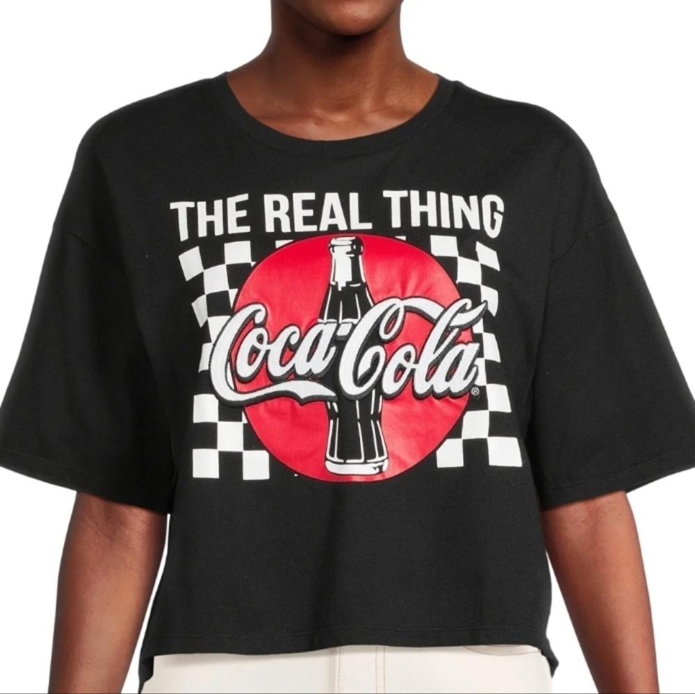 Coca Cola Junior Crop Tee Short Sleeve Top  & Matching Shorts - Red & Black - XS
